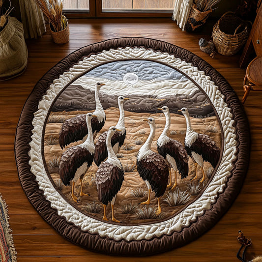 Desert Ostrich Gathering WY3006049CL Quilted Round Mat