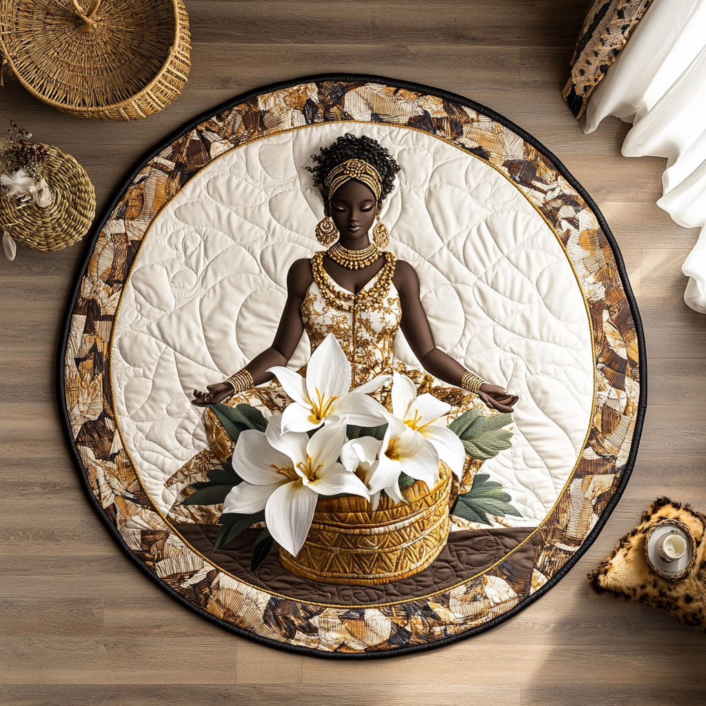 Golden Tribal Elegance WY3006088CL Quilted Round Mat