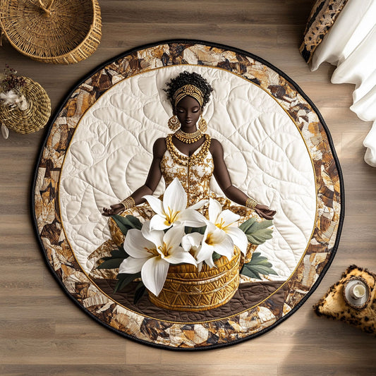 Golden Tribal Elegance WY3006088CL Quilted Round Mat
