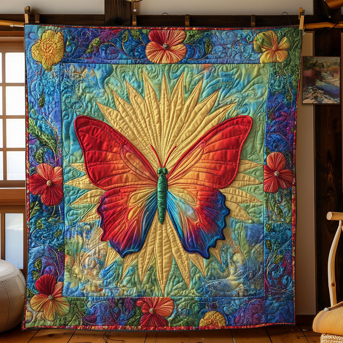 Butterfly In Sun Ray WY2102008CL Quilt
