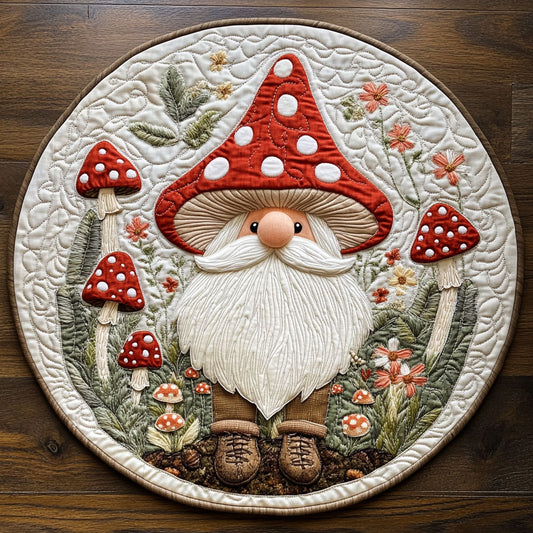 Gnome’s Mushroom Trail WN1507050CL Quilted Round Mat