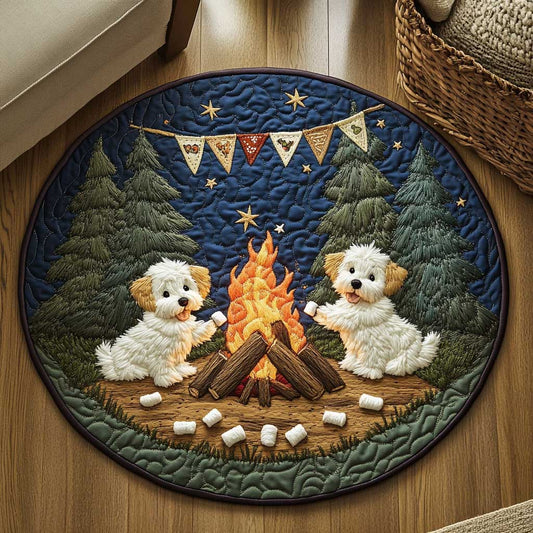 Bichon Frise Story Time WN1703008CL Quilted Round Mat