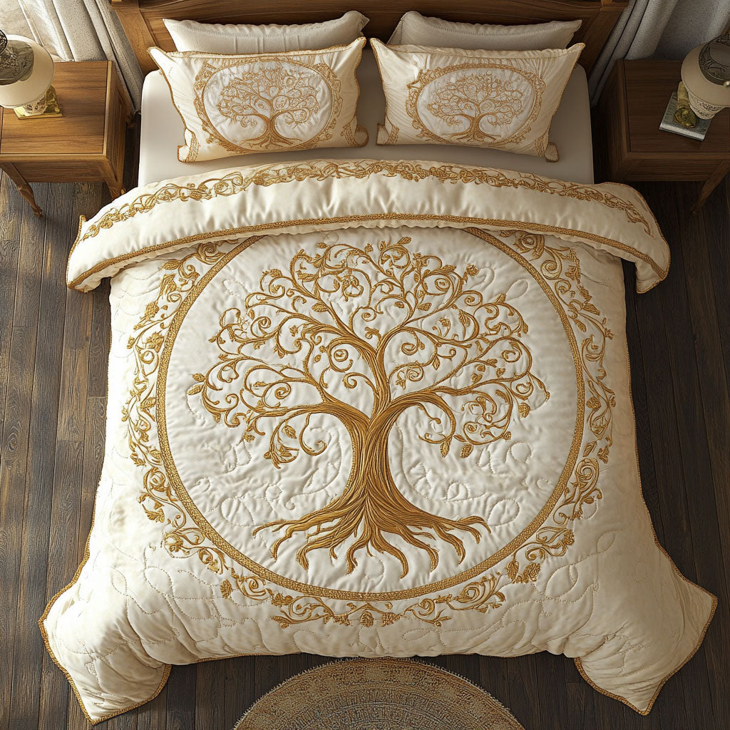 Gold Wreath Tree WY2202035CL Duvet Cover Set
