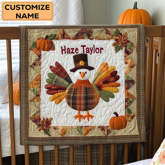 Cozy Turkey Day WN3107023CL Personalized Baby Quilt