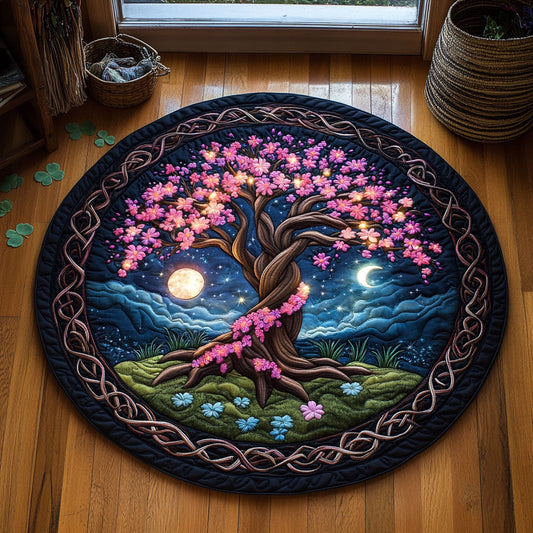 Midnight Purple Tree WY2504015CL Quilted Round Mat