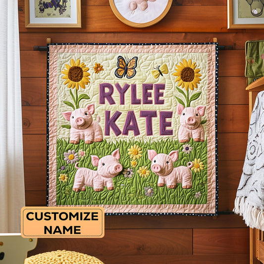 Happy Little Piggies WY2907037CL Personalized Baby Quilt