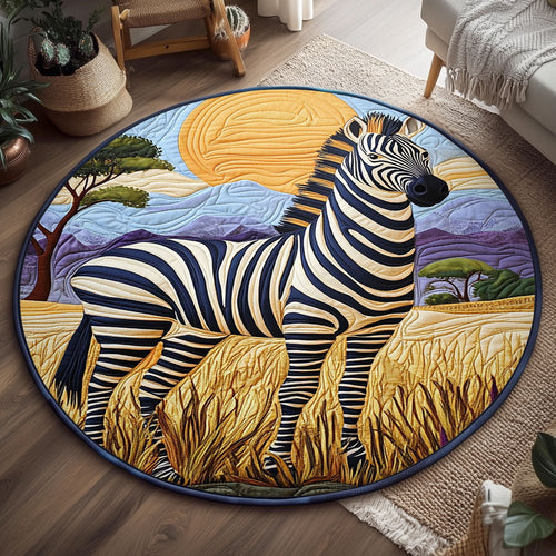 African Savannah Zebra WJ1904049CL Quilted Round Mat