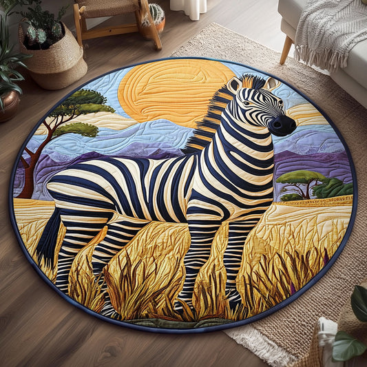 African Savannah Zebra WJ1904049CL Quilted Round Mat