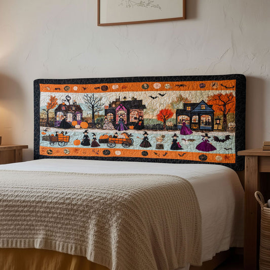Pumpkin Witch WN1312073CL Quilted Headboard Slipcover
