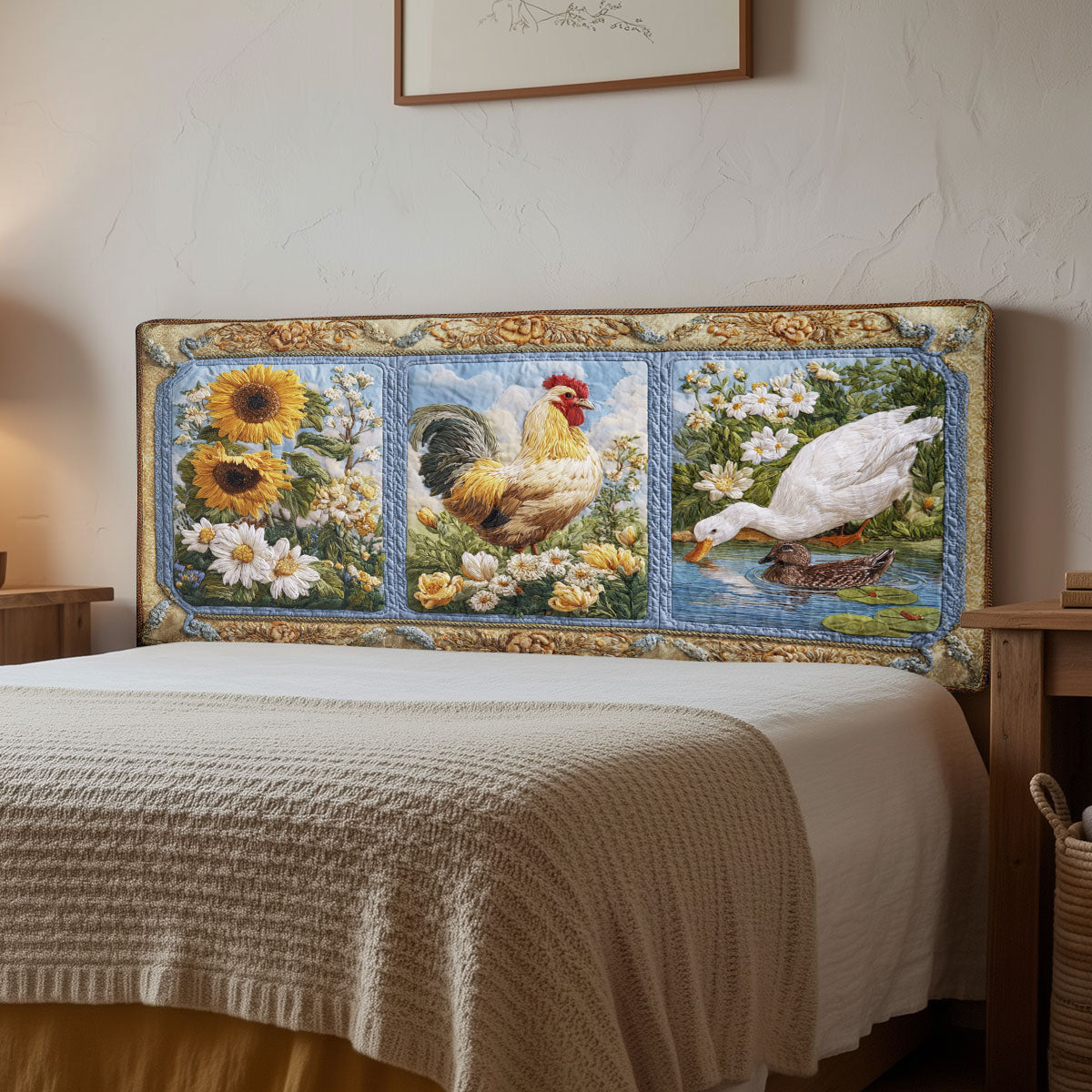 Farmyard Sunflower CW3012018CL Quilted Headboard Slipcover