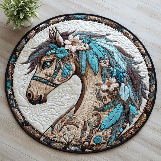 Horse Native American CW1406015CL Quilted Round Mat