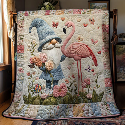 Whimsical Flamingo Gnome WN1112040CL Quilt