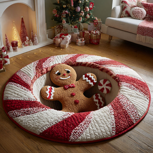 Gingerbread Smiley Pit CW1811015CL Quilted Round Mat