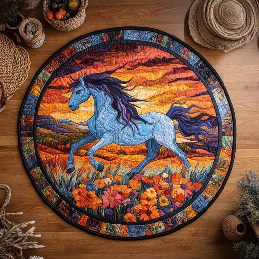Gallop In Sunset WY2005030CL Quilted Round Mat