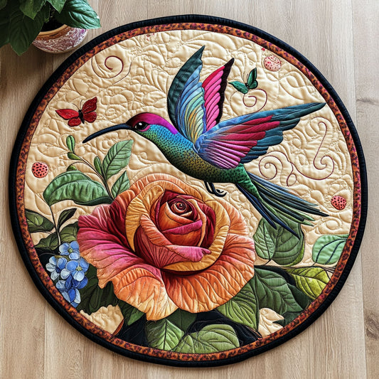 Hummingbird Rose CW3006026CL Quilted Round Mat