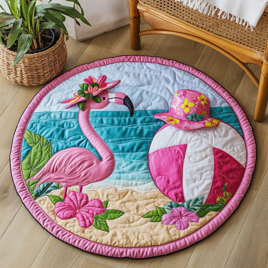 Flamingo Beach CW1306021CL Quilted Round Mat