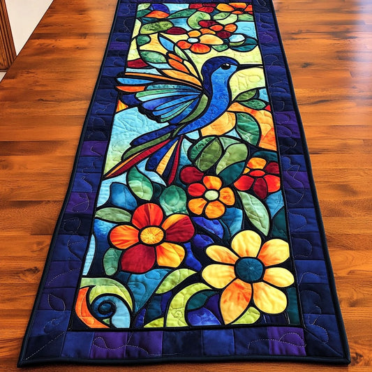 Vibrant Colorful Hummingbird WY2605037CL Quilted Table Runner