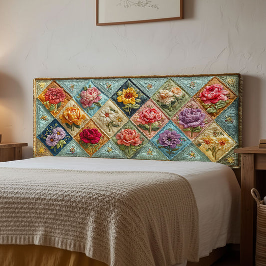 Heirloom Flowers CP2412009CL Quilted Headboard Slipcover