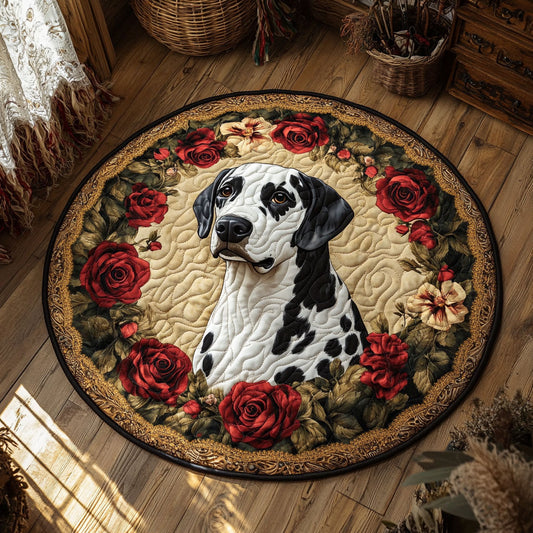 Dalmatian In Rose Wreath WY1006009CL Quilted Round Mat