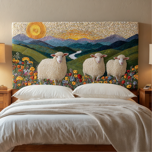 Fluffy White Sheep XR2512024CL Quilted Headboard Slipcover