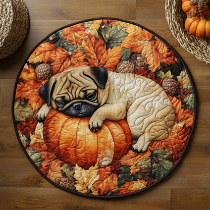 Autumn Pug WY2203004CL Quilted Round Mat