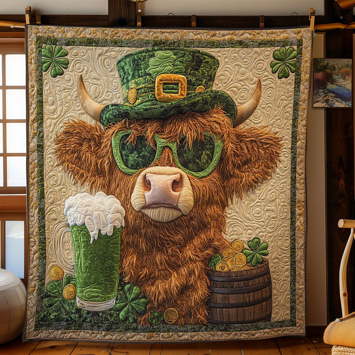 Highland Cow Brew Clover WN2712033CL Quilt