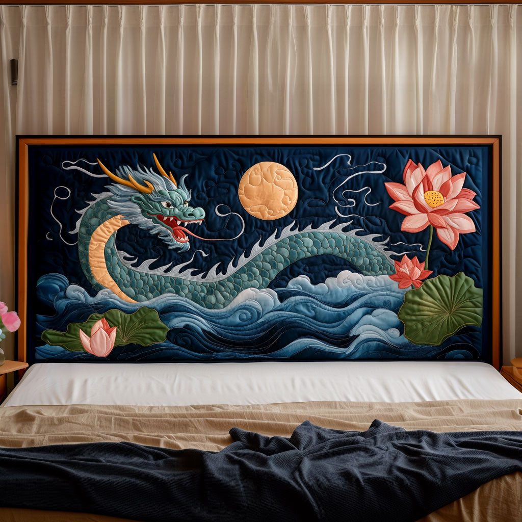 Lotus Guardian Dragon KL3012028CL Quilted Headboard Slipcover