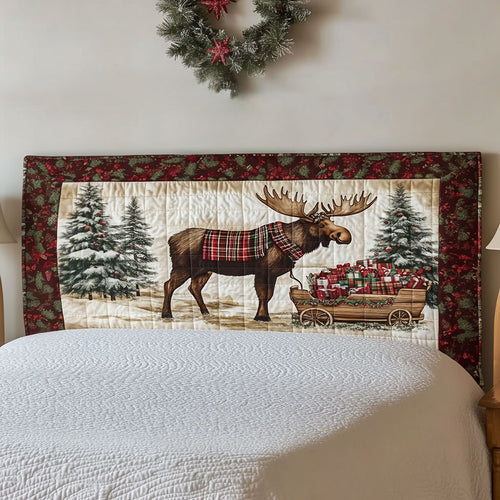 Christmas Moose WN3012007CL Quilted Headboard Slipcover
