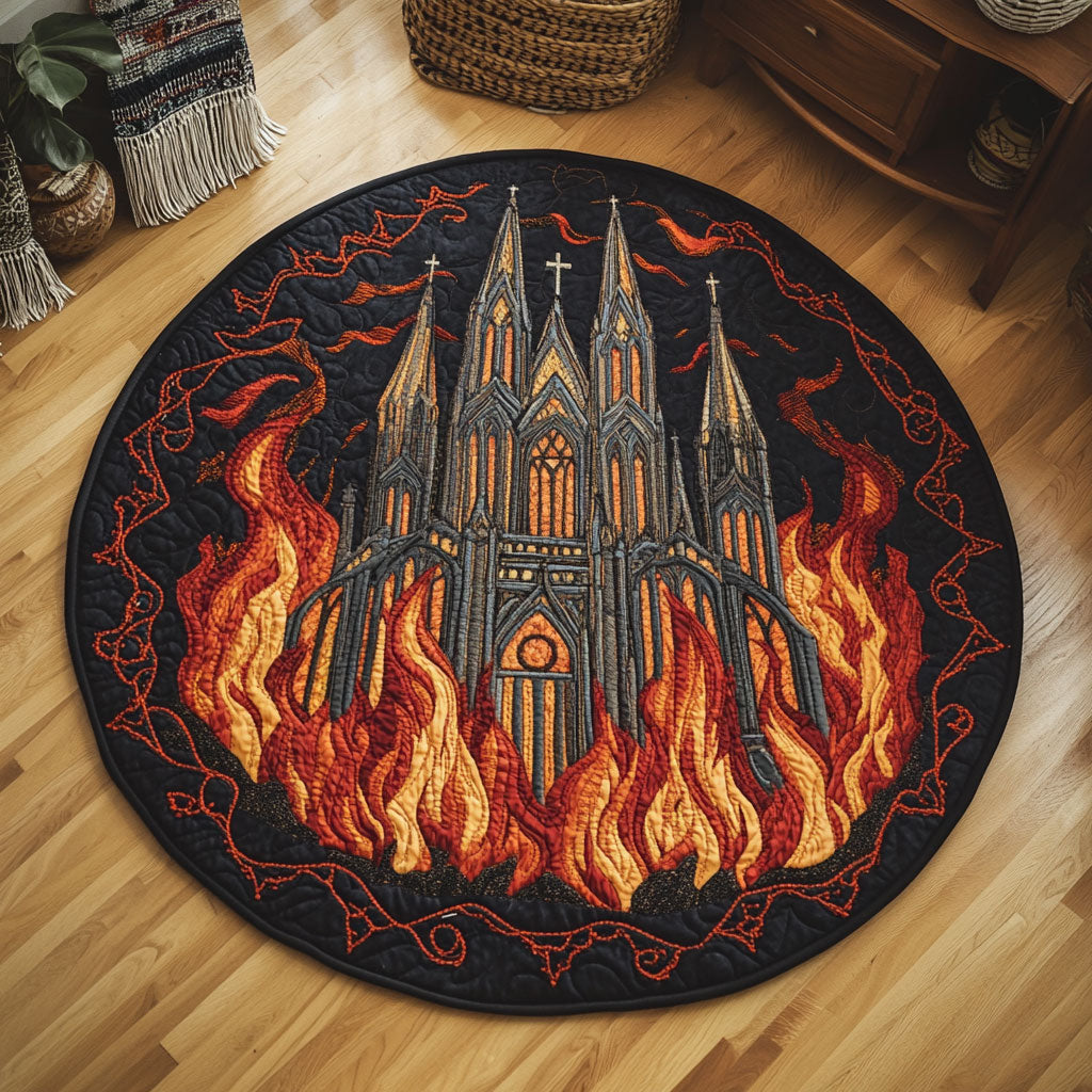 Fire Castle WY2005027CL Quilted Round Mat