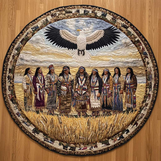 Native American Family Roots WN2403079CL Quilted Round Mat