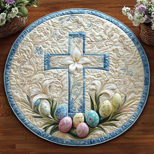 Easter Cross Lily WN2203023CL Quilted Round Mat
