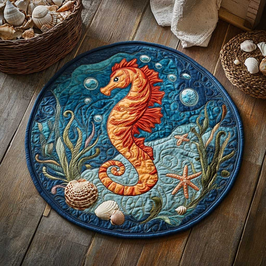 Seahorse Dreams WN2503123CL Quilted Round Mat
