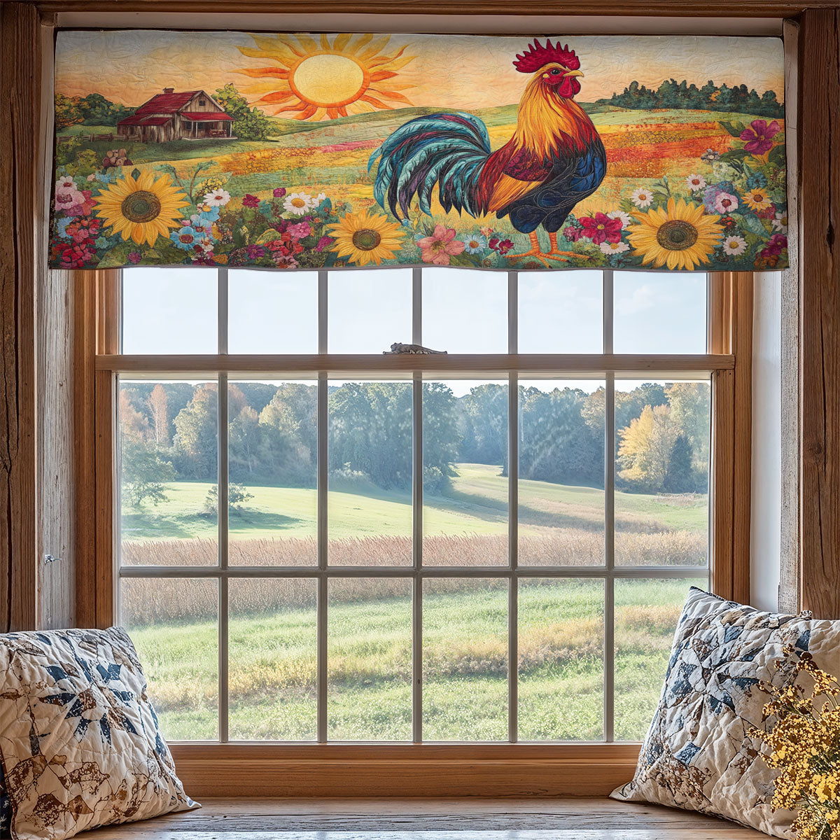 Floral Rooster WX2205025CL Quilted Valance