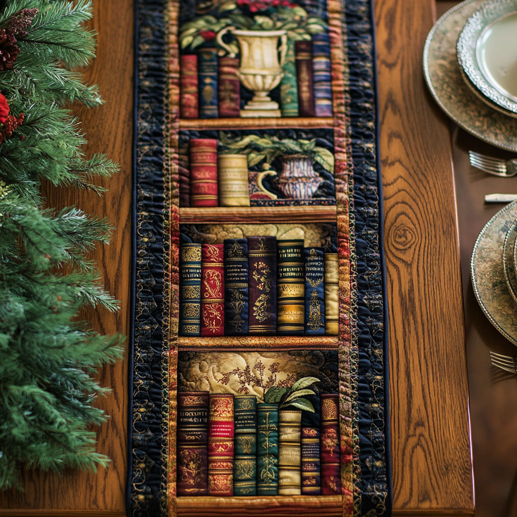 Antique Bookshelf WJ0905016CL Quilted Table Runner