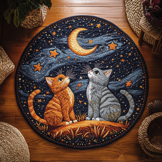 Cat Under The Moon WY2204009CL Quilted Round Mat