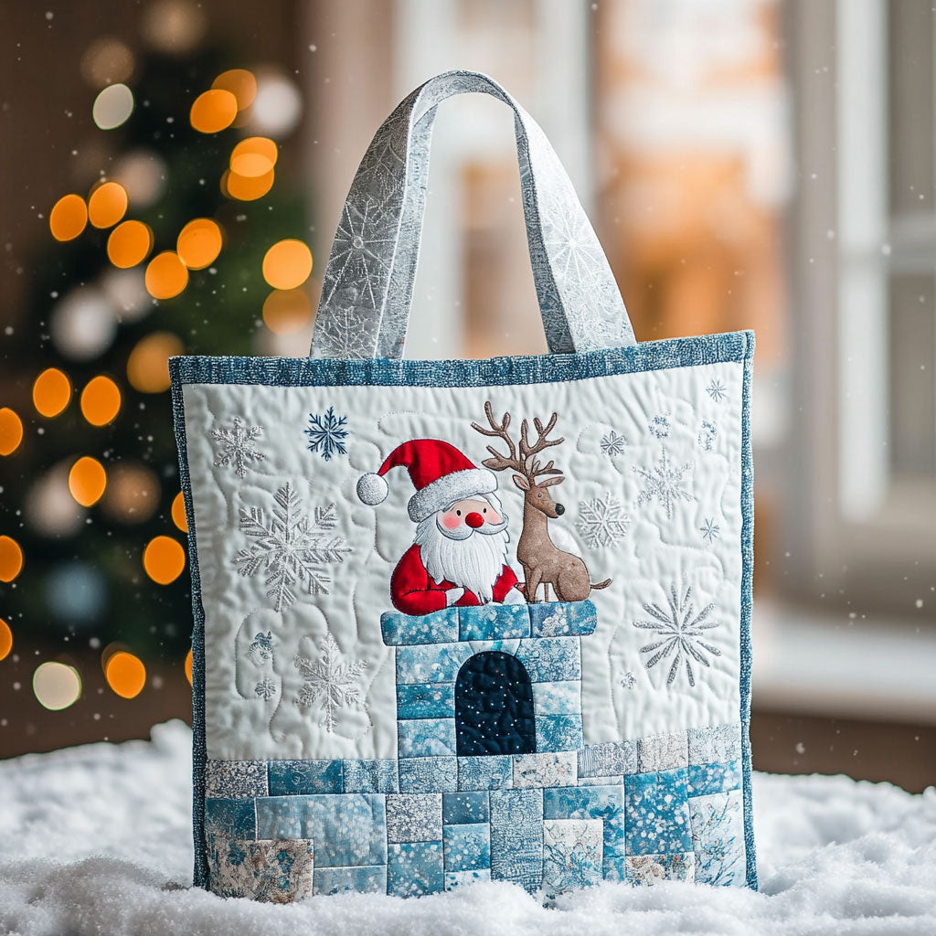 Santa Chimney Glow WN1811047CL Quilted Tote Bag