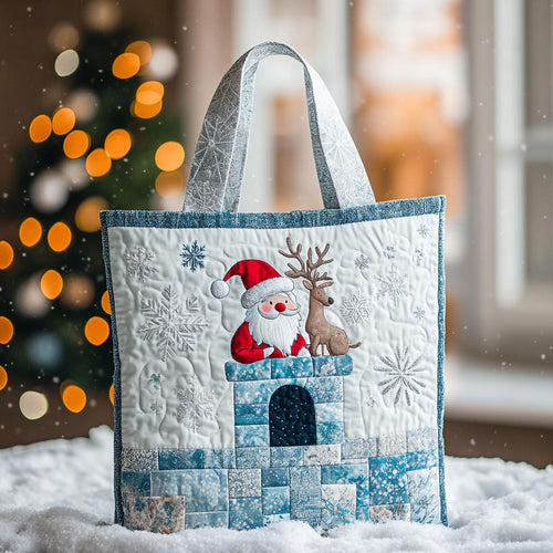 Santa Chimney Glow WN1811047CL Quilted Tote Bag
