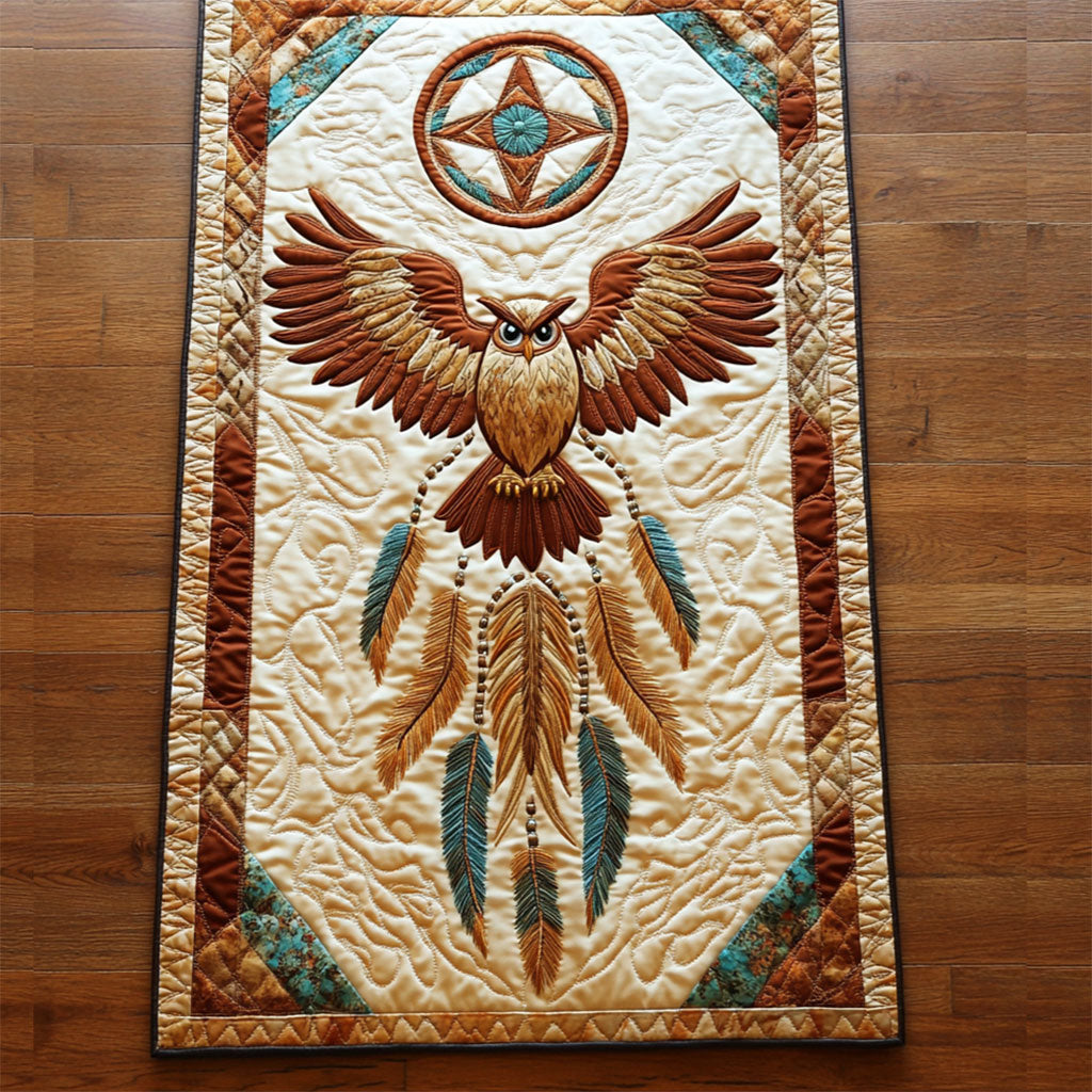 Tribal Owl WY0605025CL Quilted Table Runner