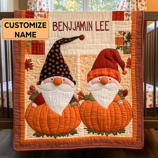 Pumpkin Gnome CP2907030CL Personalized Baby Quilt