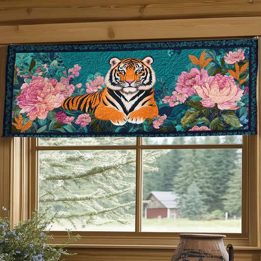 Tiger In Teal WY3005054CL Quilted Valance