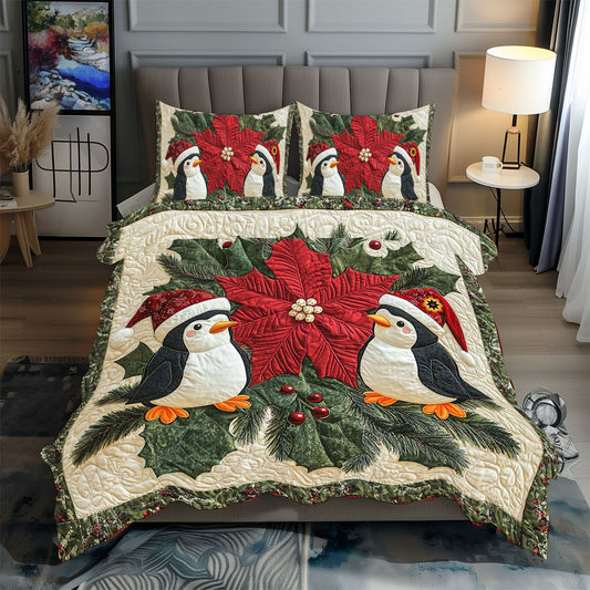 Christmas Penguin Poinsettia WP2311013CL Duvet Cover Set