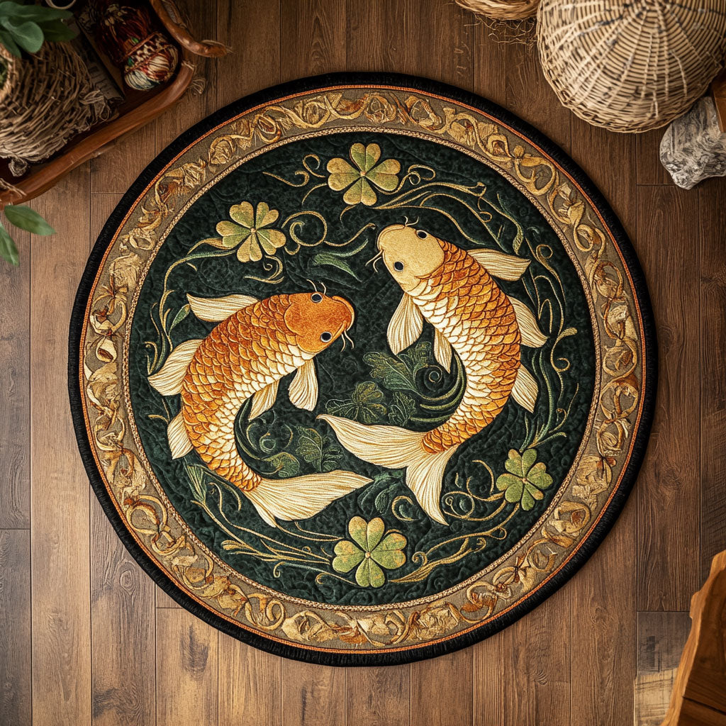 Fortune Clover Koi WY0508003CL Quilted Round Mat