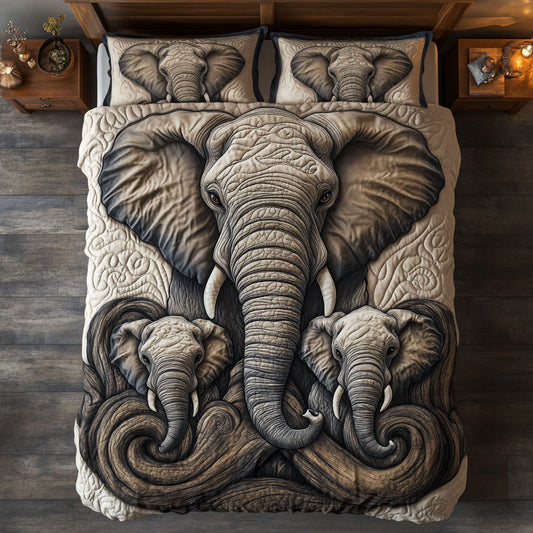 Elephant Family Portrait WY0502065CL Duvet Cover Set