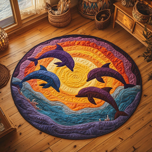 Dolphin Sunset Dance WY3006054CL Quilted Round Mat