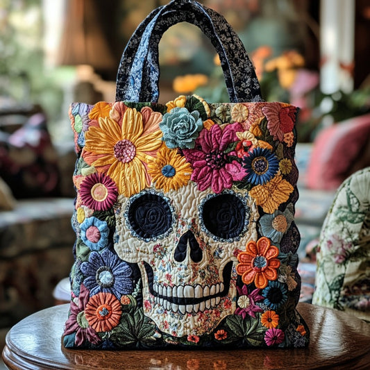 Skull Blooming XR2709015CL Quilted Tote Bag