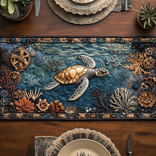 Turtle Clockwork WN2406062CL Quilted Table Runner