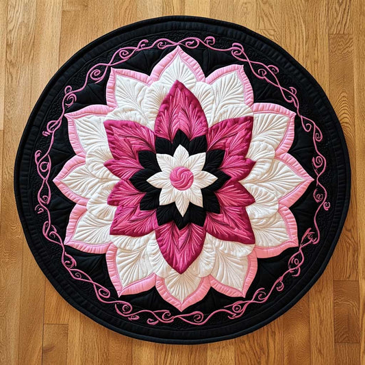 Pink Edged Bloom Radiance WN2904043CL Quilted Round Mat