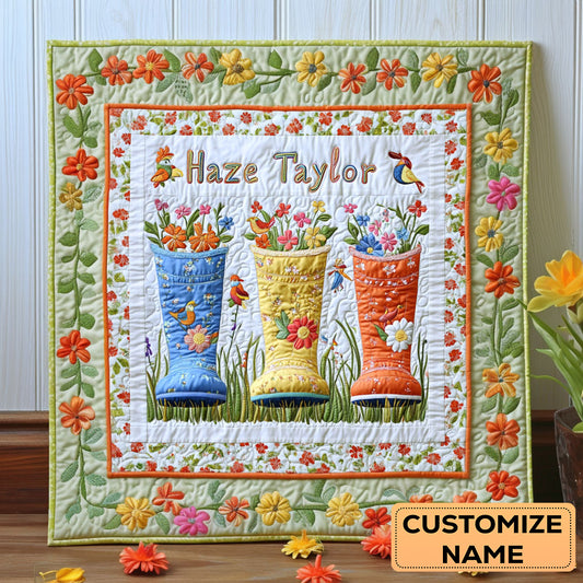 Boots And Blossoms WN2407012CL Personalized Baby Quilt