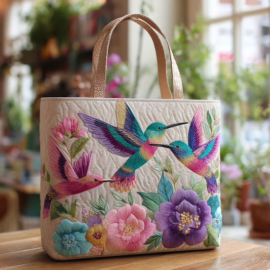 Hummingbird Flower Garden CW2709012CL Quilted Tote Bag