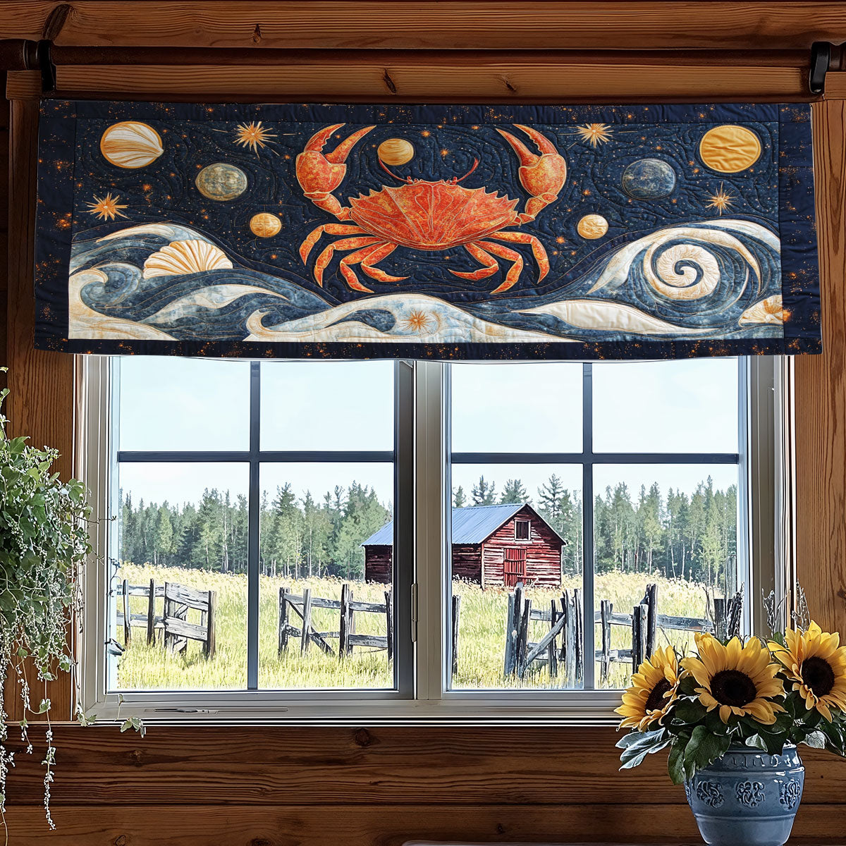 Crab Around Planet WY2305034CL Quilted Valance